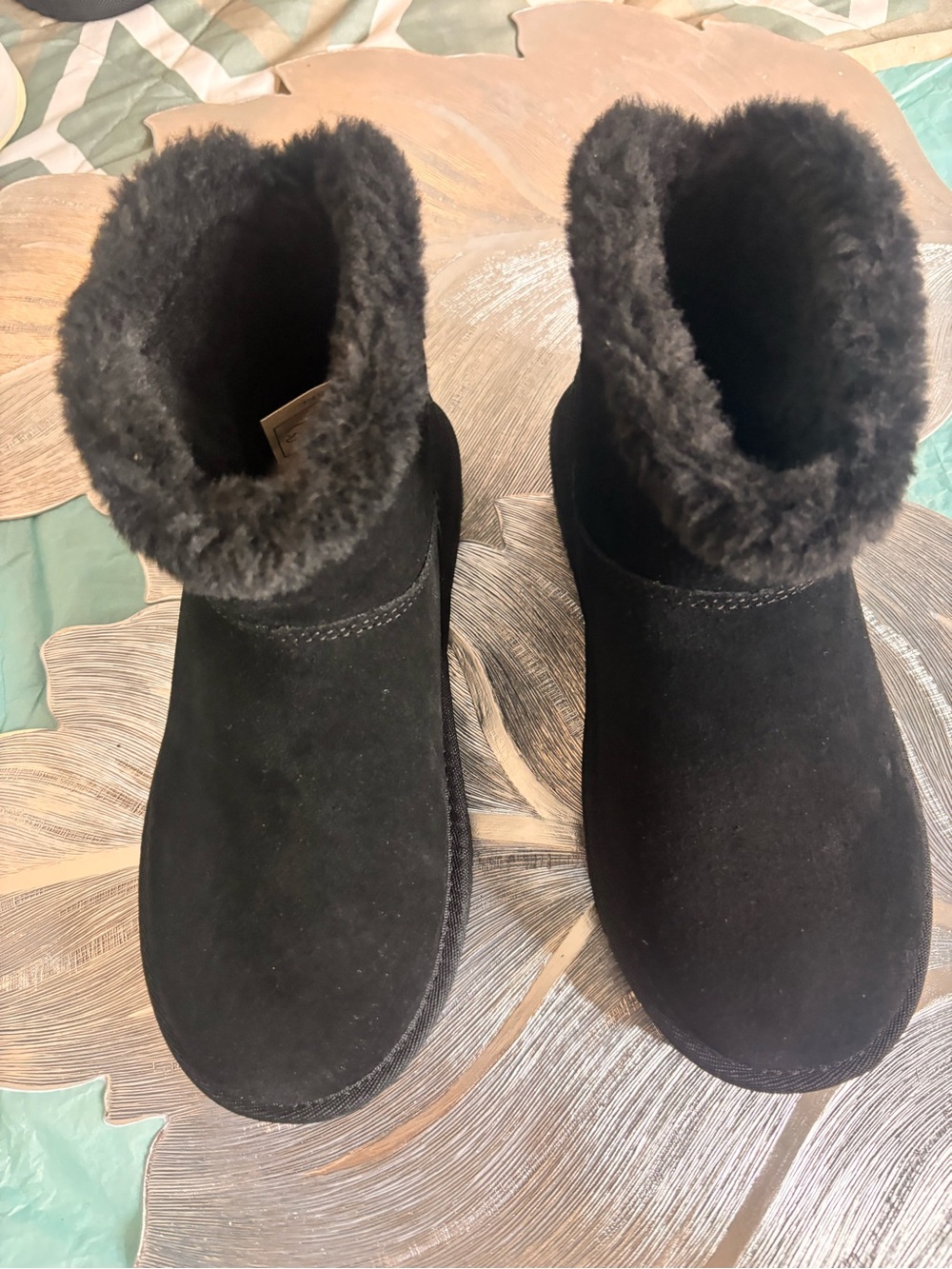Koolaburra Kids Black Faux Fur Ankle Boots